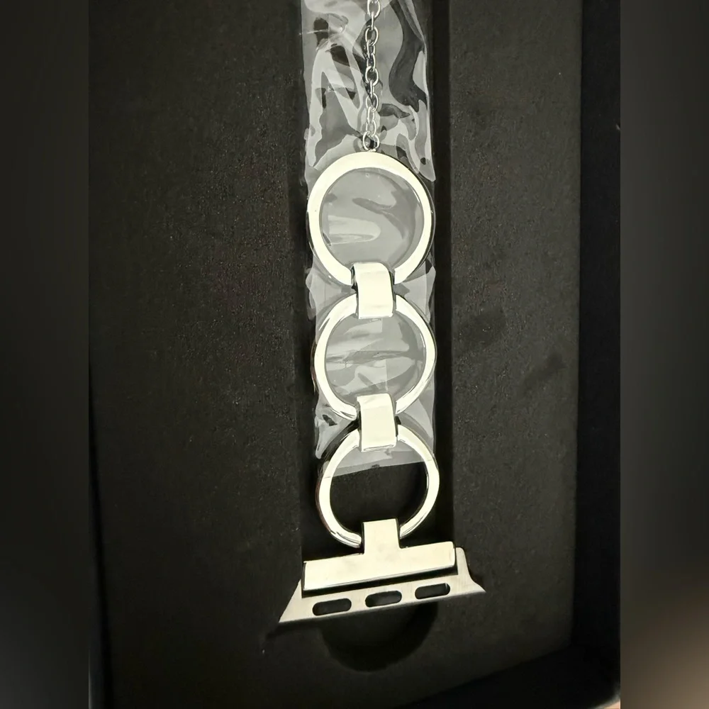 Ridax Nuha Silver Stainless Steel Apple Watch Band with magnetic storage box